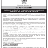 Invitation to Pre-Qualify for the provision of services, supplies and works for FY 2026/2027, 2027/2028, 2028/2029